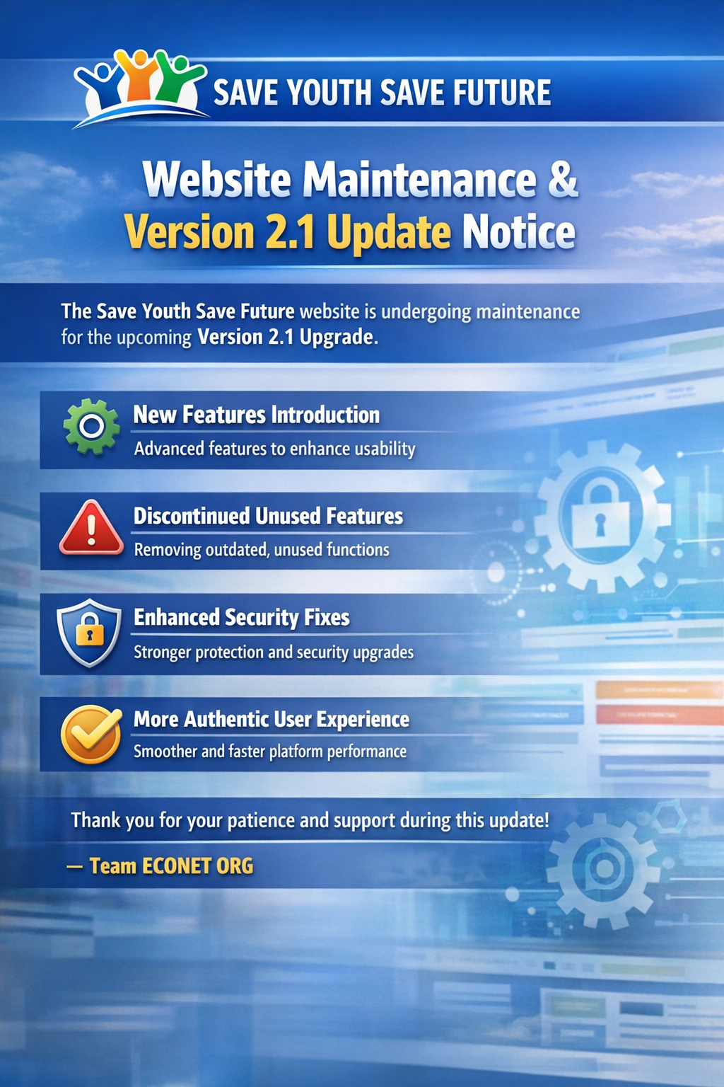 Website Maintenance & Version 2.1 Update Notice